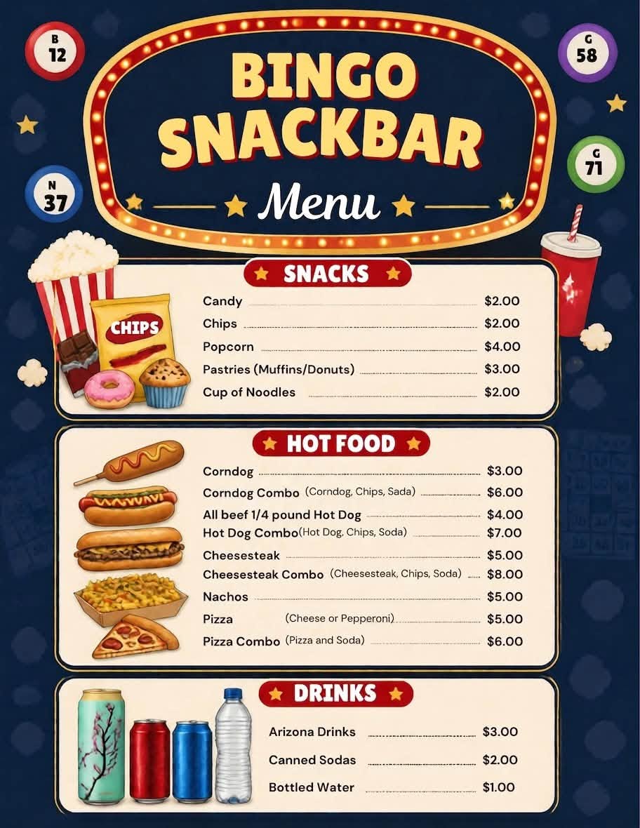 Snack Bar Menu Board